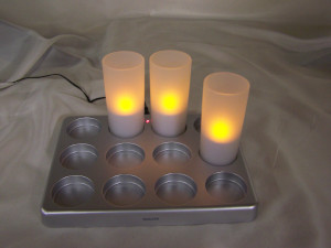 Tall Frosted Candle Unit & Induction Charger Tray (click to enlarge)